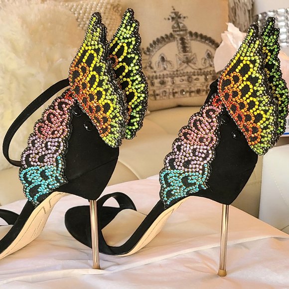 Sophia Webster Rainbow Evangeline Rhinestone Crystal Angel Wing Sandal Sz 40 - Picture 7 of 16